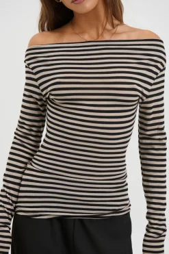 Steffani Long Sleeve Beige Stripe