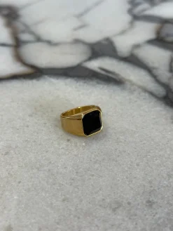Stone Signet Ring Black/Gold