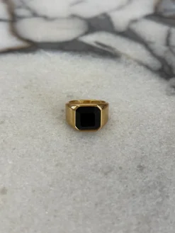 Stone Signet Ring Black/Gold