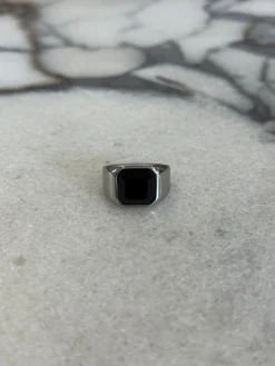 Stone Signet Ring Black/Silver