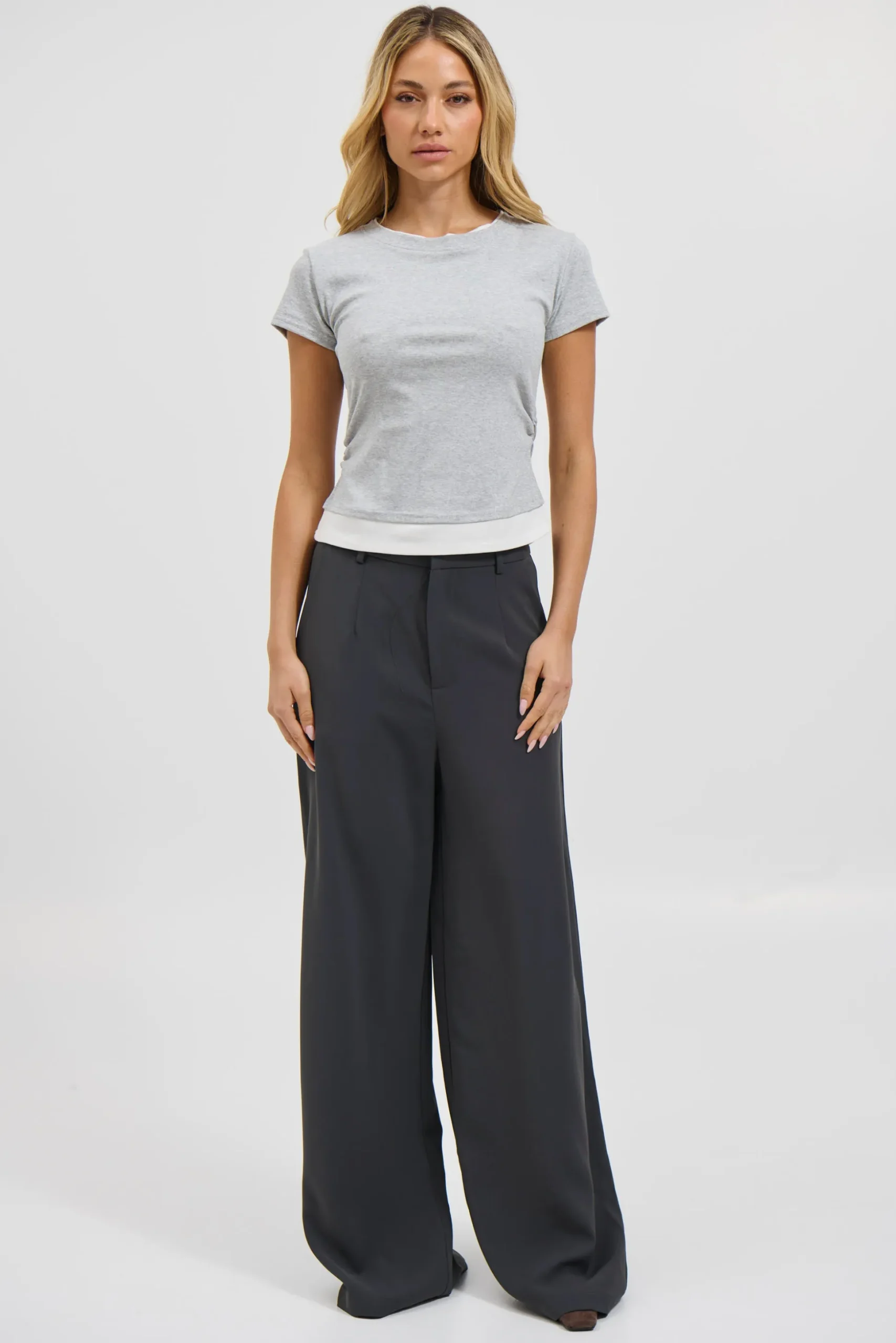 Sunday Layered Tee Grey