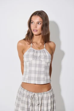 Sweet Escape Cami Smoke Plaid