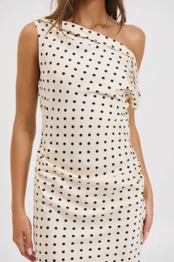 Sweetheart Mini Dress Cream Polka