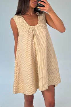 Sydney Mini Dress Beige Stripe