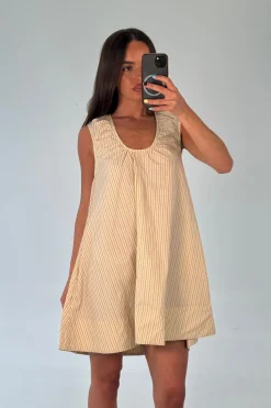 Sydney Mini Dress Beige Stripe