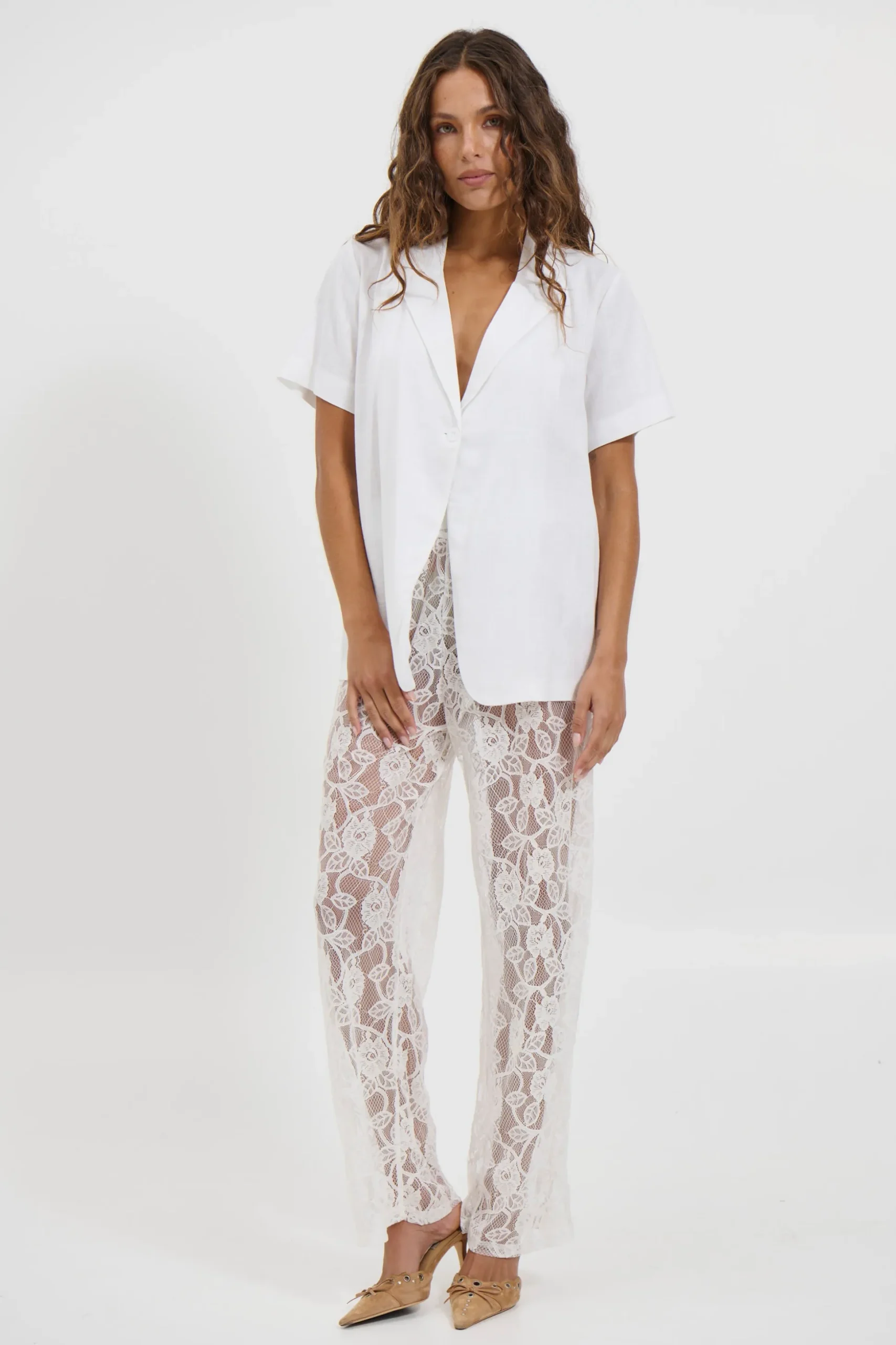 Tamika Lace Pant White