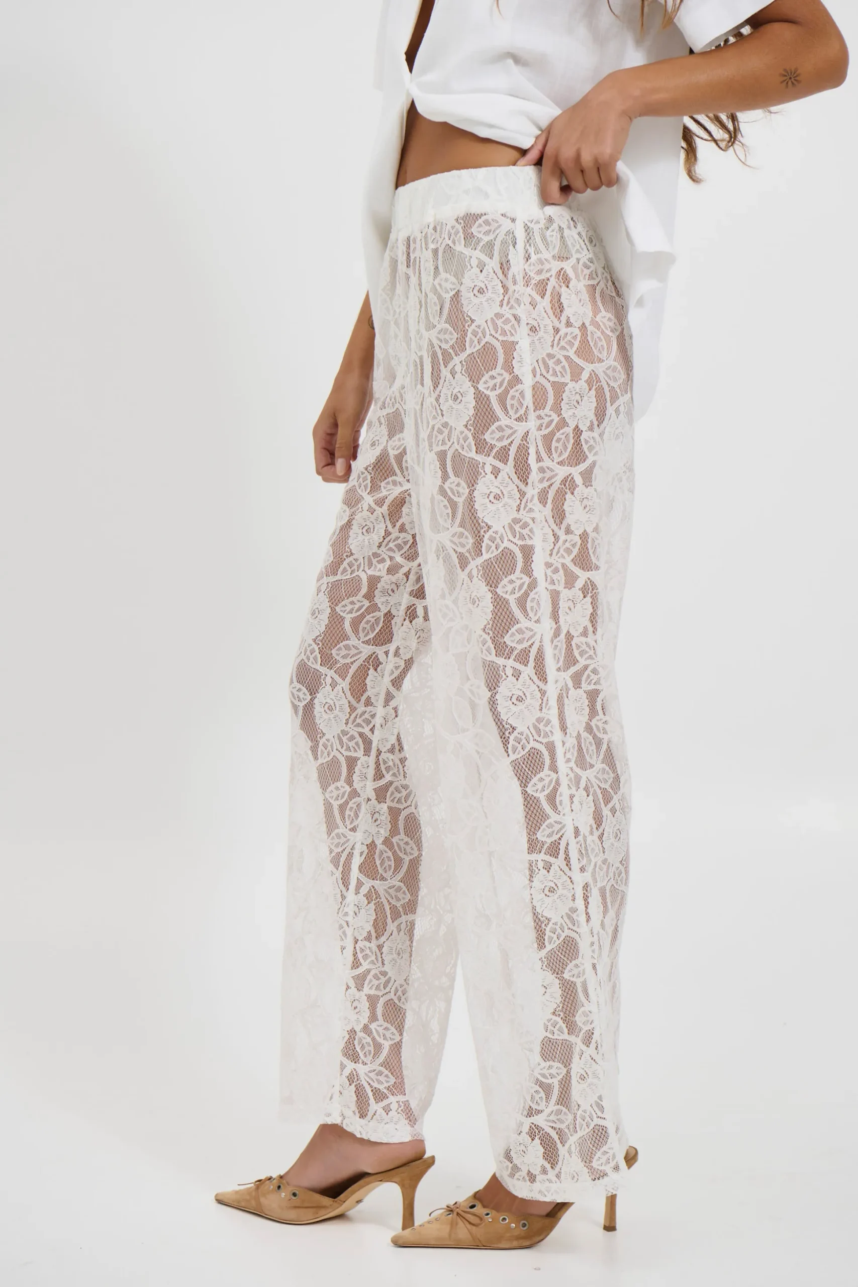 Tamika Lace Pant White