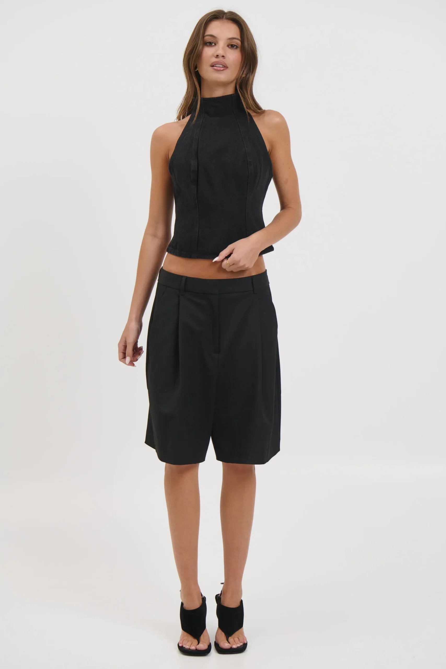 Thea Denim Turtleneck Backstage Black