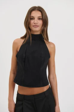 Thea Denim Turtleneck Backstage Black