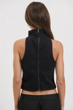 Thea Denim Turtleneck Backstage Black