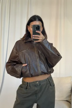 Trista Biker Jacket Brown