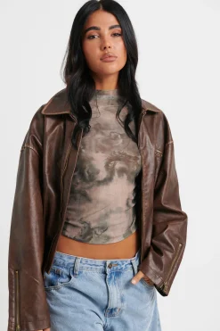Trista Biker Jacket Brown