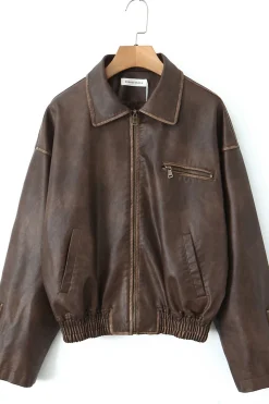 Trista Biker Jacket Brown