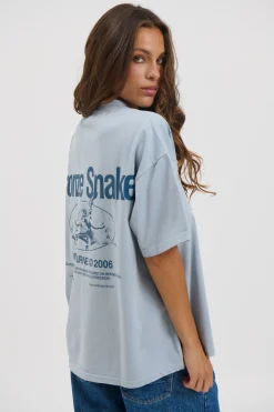 Unisex Bronze Snake Melb Tee Baby Blue