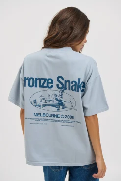 Unisex Bronze Snake Melb Tee Baby Blue