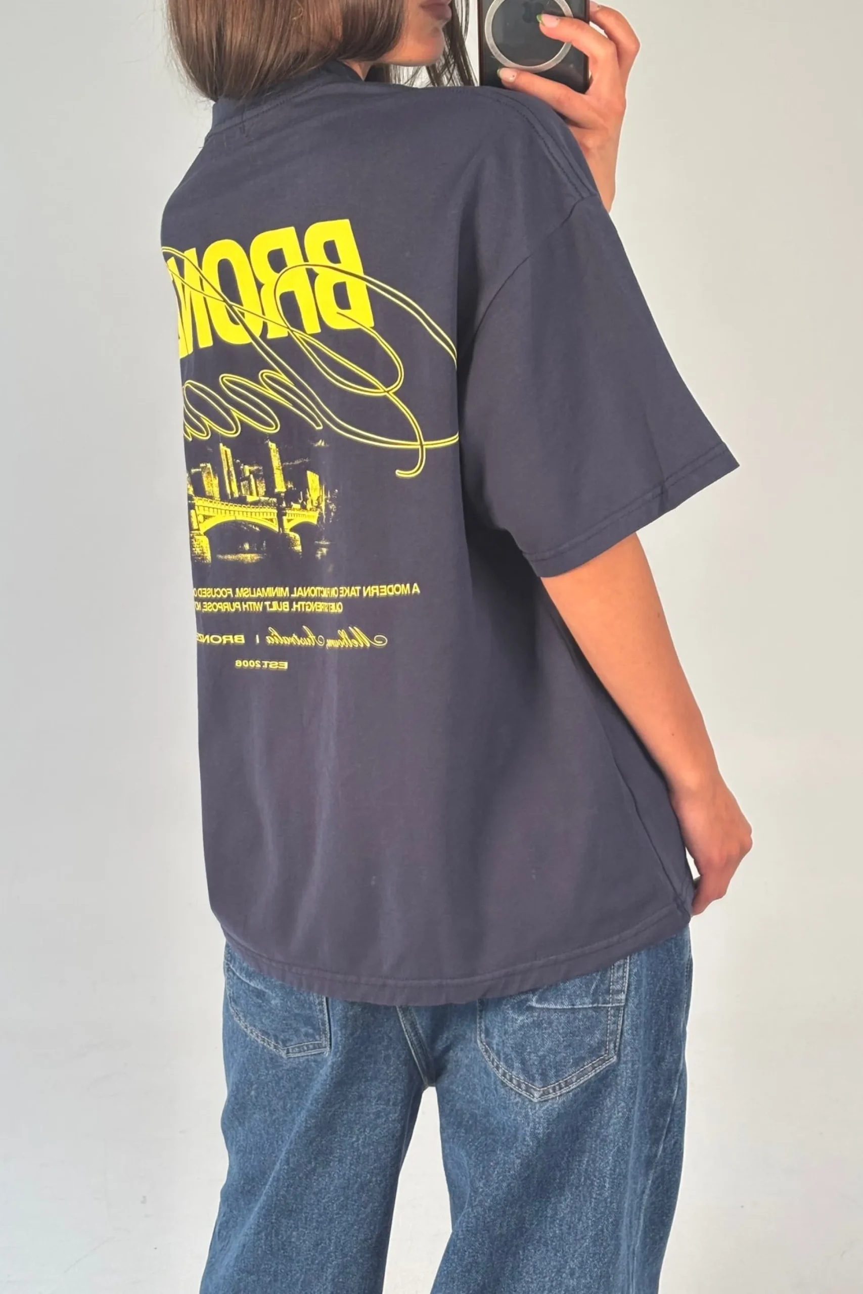 Unisex Bronze Snake Signature Tee Navy