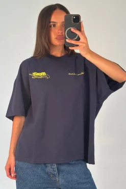 Unisex Bronze Snake Signature Tee Navy