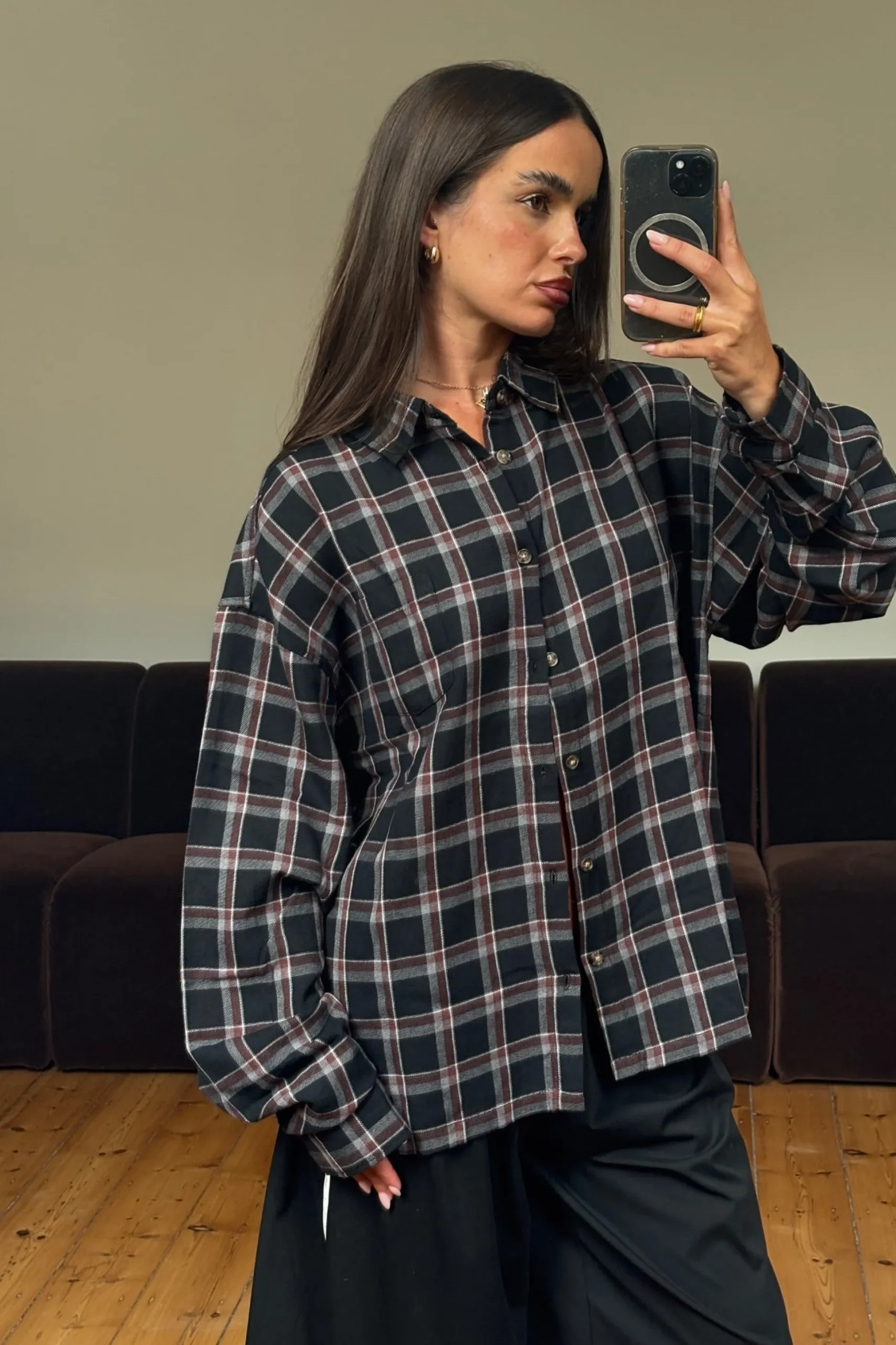Unisex Brooklyn Check Shirt Black