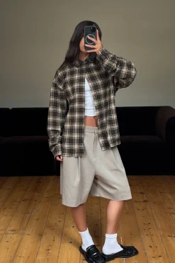 Unisex Brooklyn Check Shirt Brown