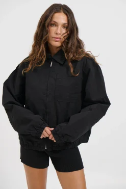 Unisex Charlie Soft Cotton Bomber Black