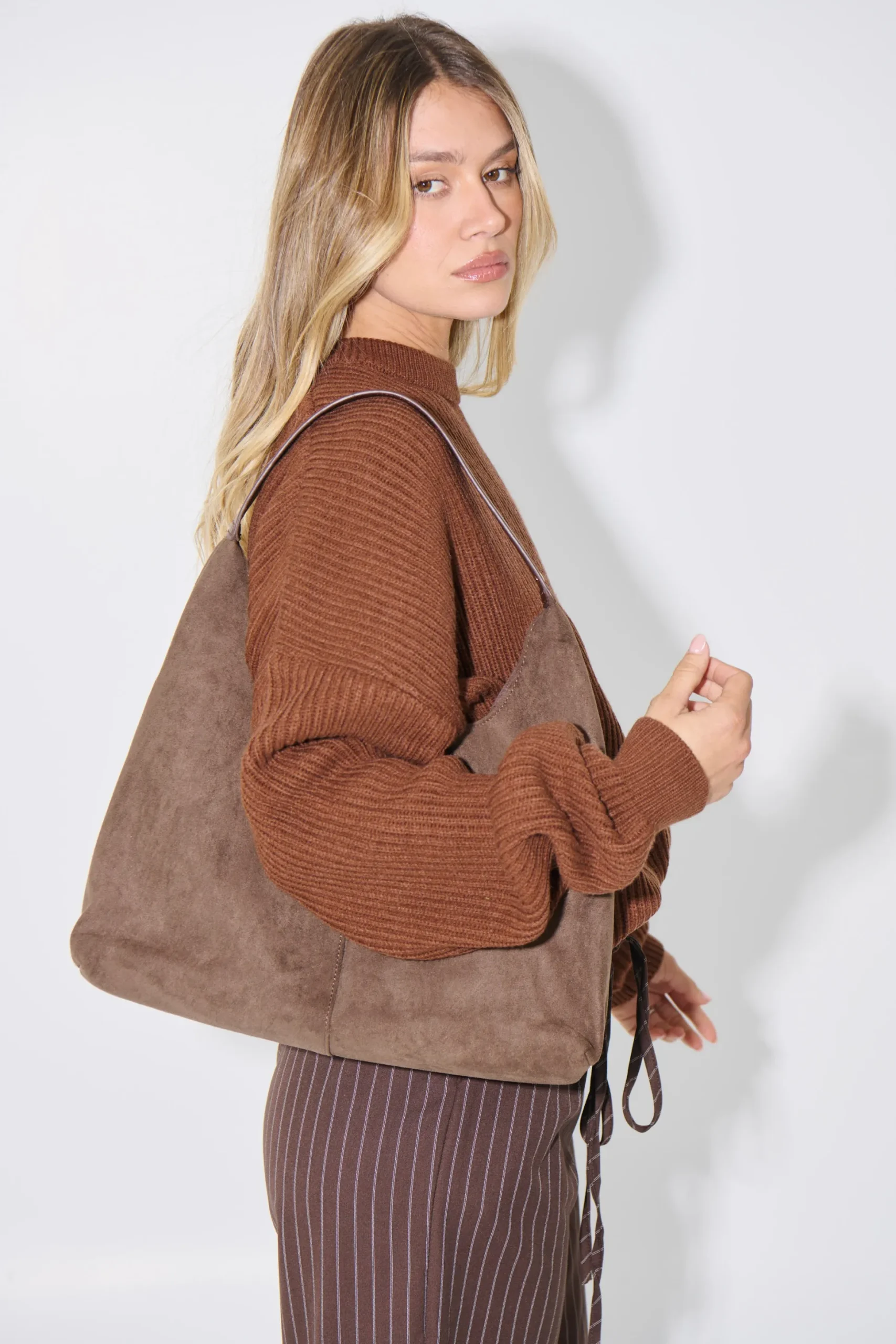Unisex Drop Sleeve Heavy Knit Choc