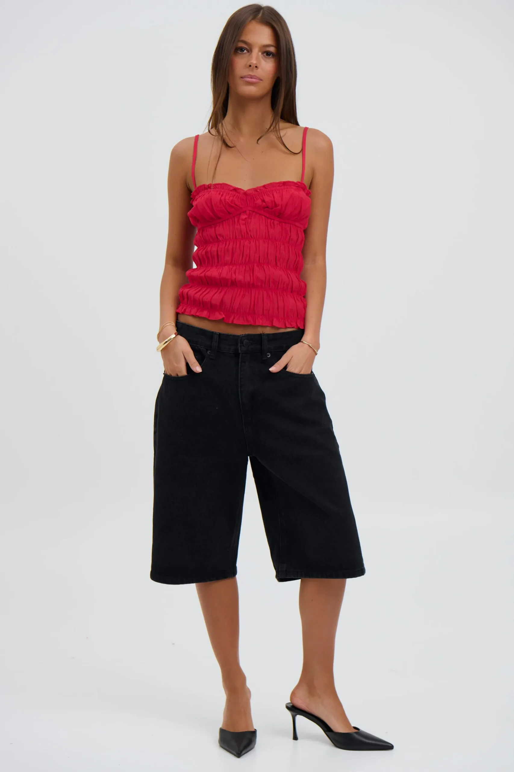 Unisex Flint Baggy Denim Jort Black