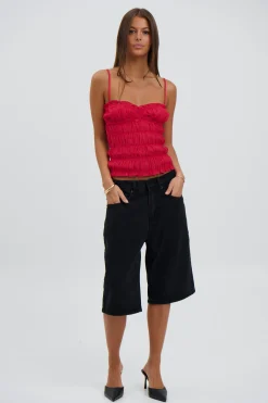 Unisex Flint Baggy Denim Jort Black