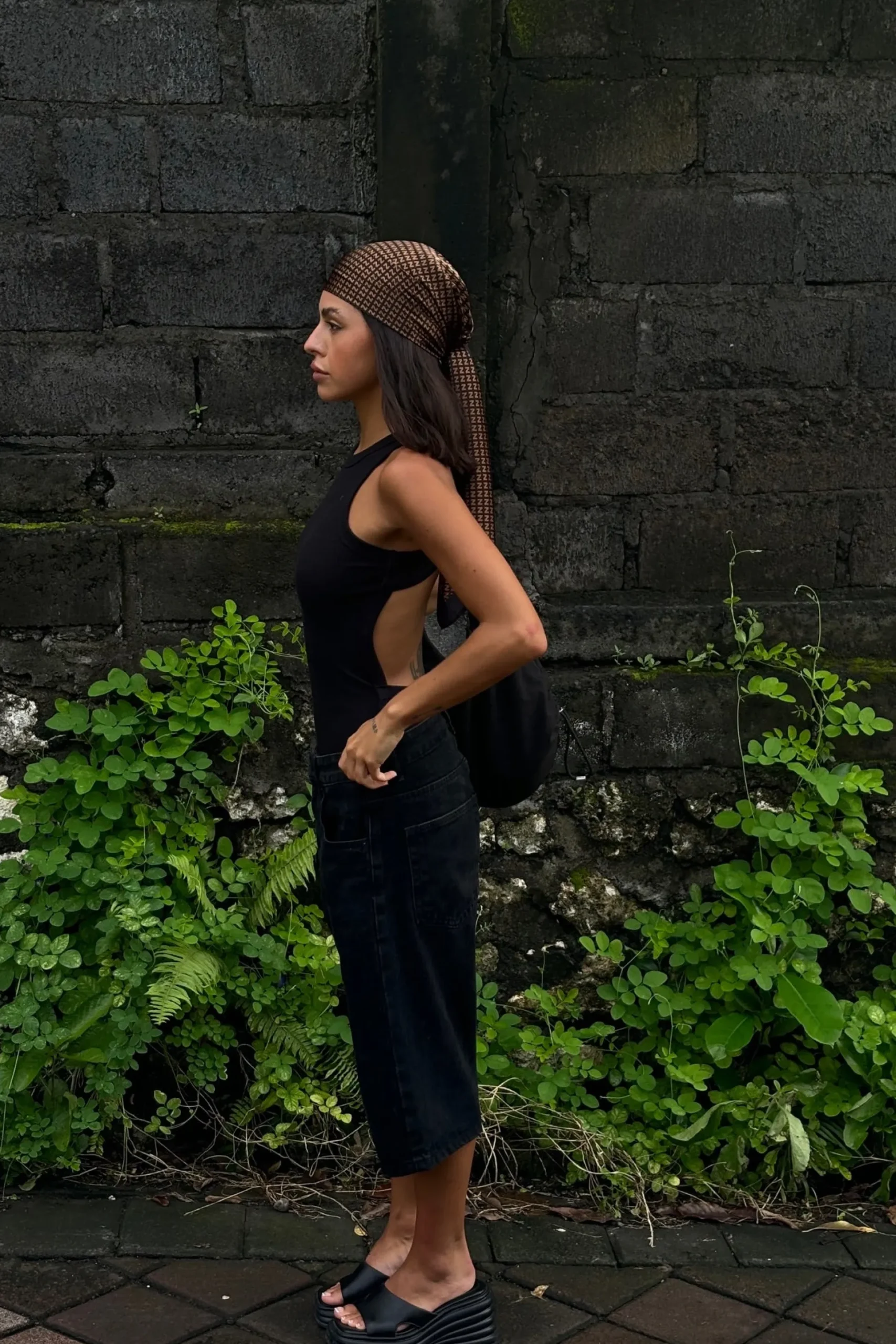 Unisex Flint Baggy Denim Jort Black