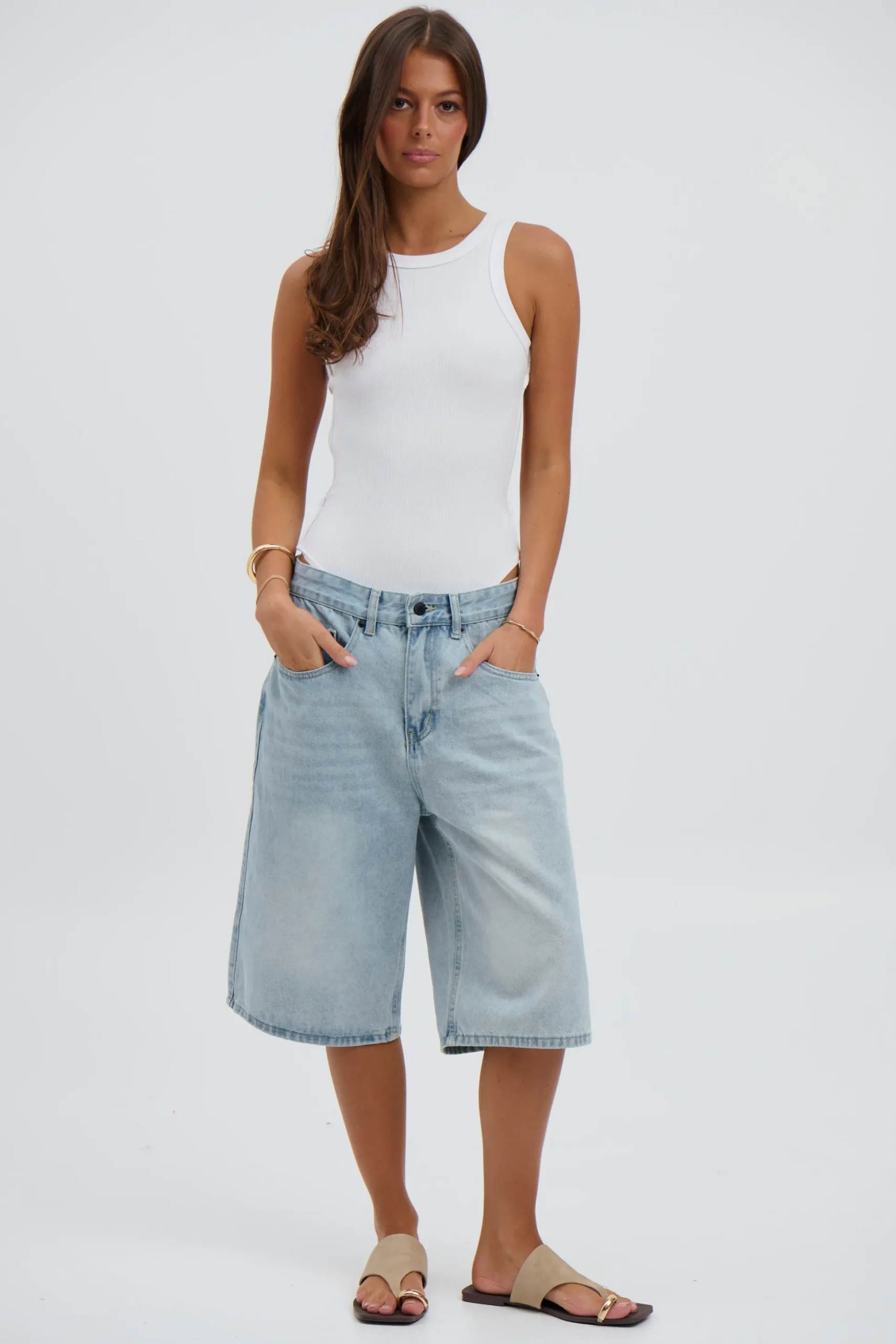 Unisex Flint Baggy Denim Jort Light