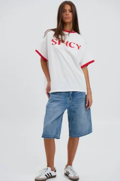 Unisex Flint Baggy Denim Jort Mid Blue