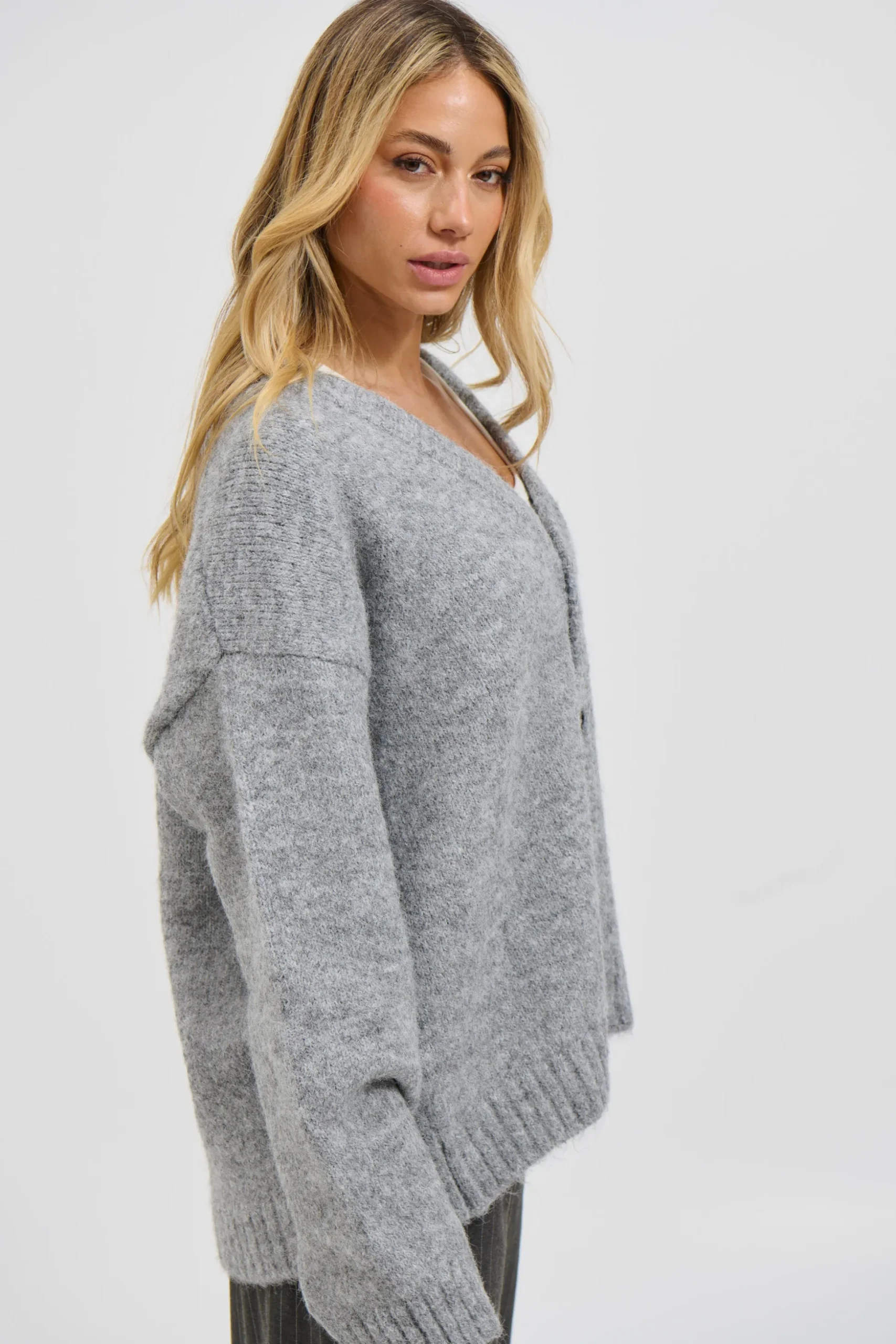 Unisex Knitted Oversize Cardigan Grey