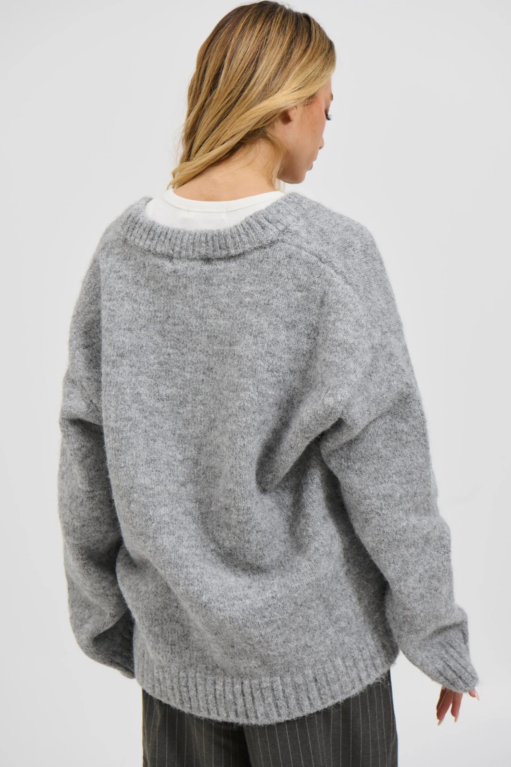 Unisex Knitted Oversize Cardigan Grey