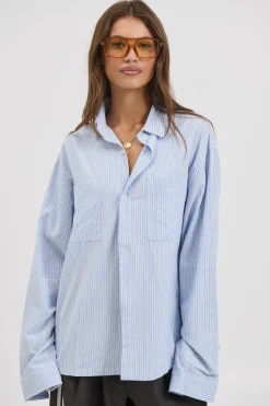 Unisex Miles Stripe Shirt Blue