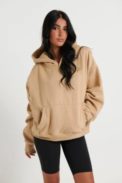 Unisex Roman Cropped Drop Hoodie Stone