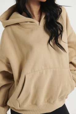 Unisex Roman Cropped Drop Hoodie Stone