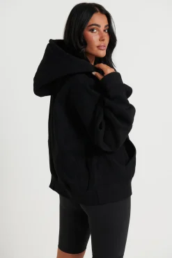 Unisex Roman Cropped Drop Hoodie Black