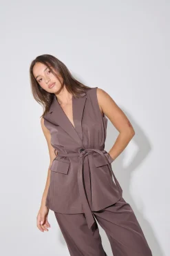 Vance Sleeveless Blazer Chocolate