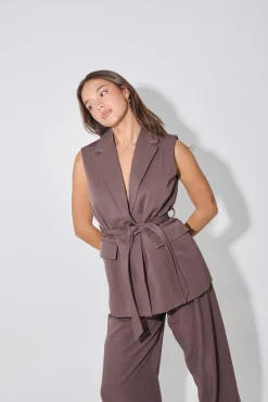 Vance Sleeveless Blazer Chocolate