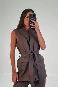 Vance Sleeveless Blazer Chocolate