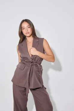 Vance Sleeveless Blazer Chocolate