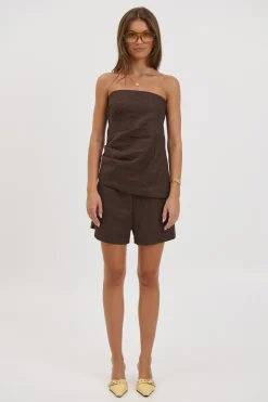 Veena Strapless Top Chocolate