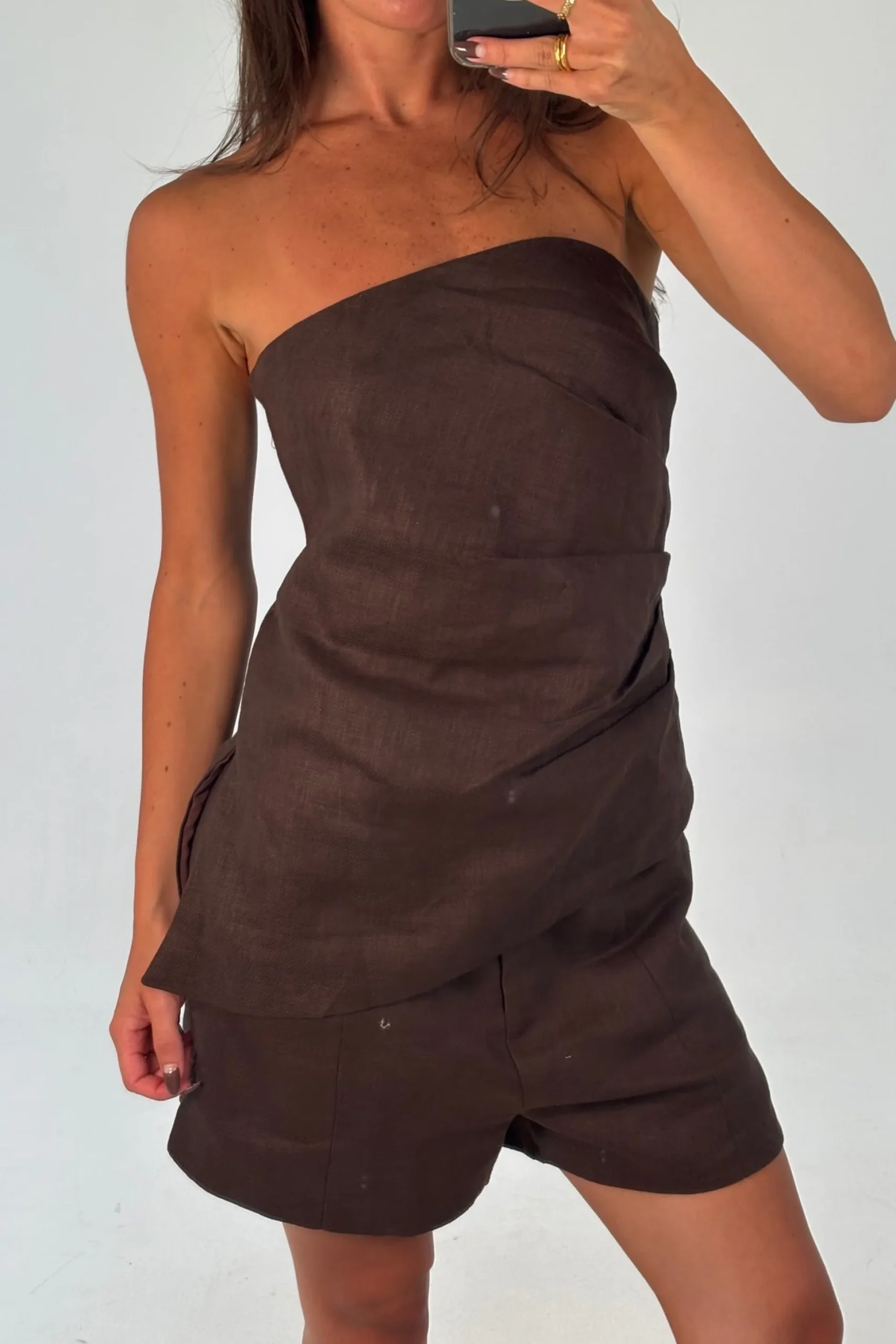 Veena Strapless Top Chocolate