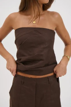 Veena Strapless Top Chocolate
