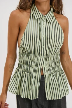 Vine Sleeveless Shirt Matcha