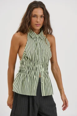 Vine Sleeveless Shirt Matcha