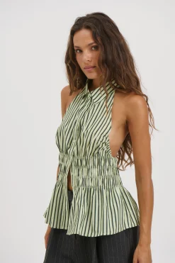 Vine Sleeveless Shirt Matcha