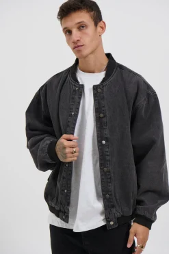 Vintage Bomber Denim Jacket Black