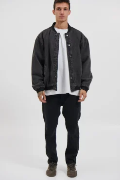 Vintage Bomber Denim Jacket Black