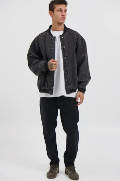 Vintage Bomber Denim Jacket Black