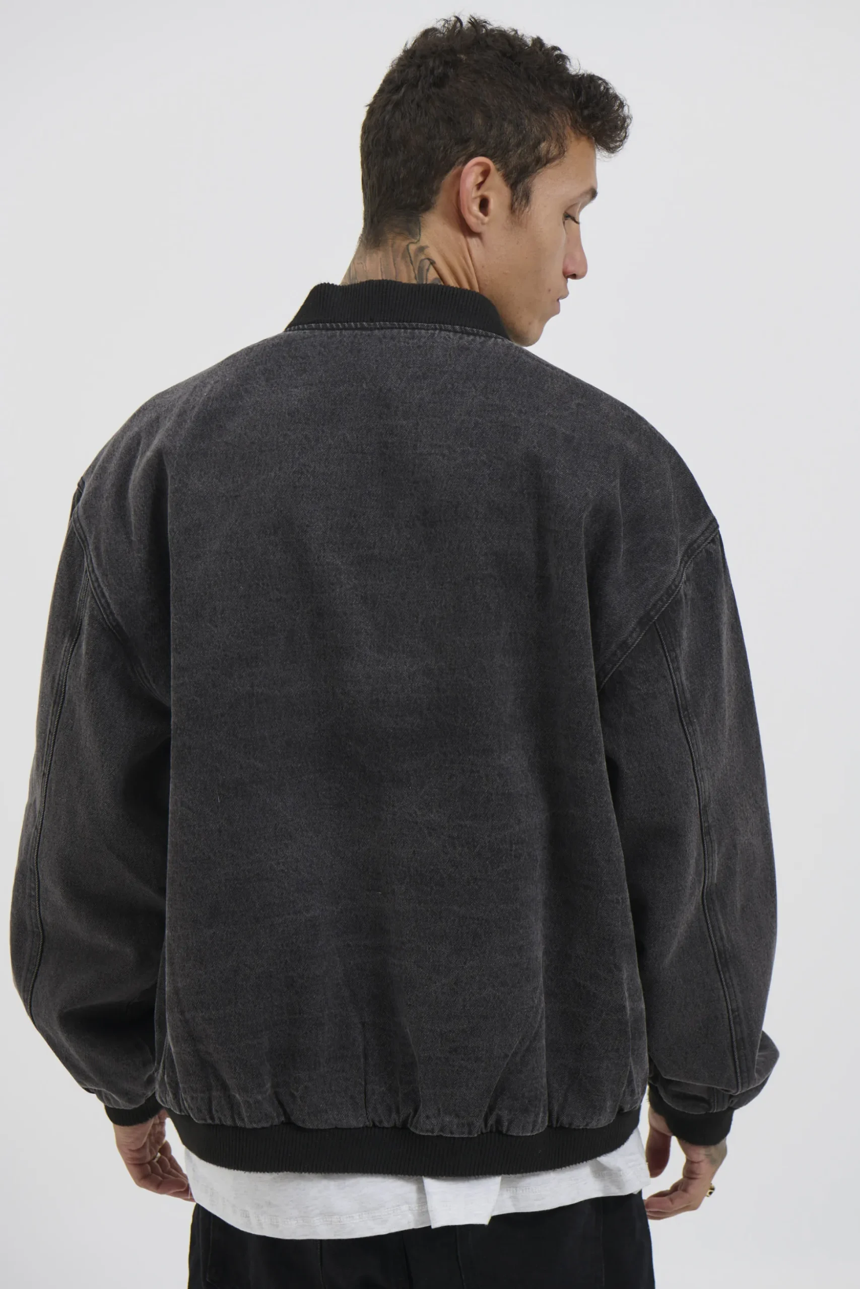 Vintage Bomber Denim Jacket Black